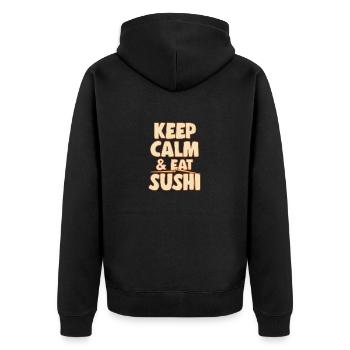 Amateur de cuisine japonaise, restez calme et mangez des sushis - Veste à capuche bio Premium Unisexe - noir - Dos - Nico (187cm)