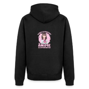 Cute Japanese Manga Women Girls Gift Otaku Kawaii - Unisex Premium Bio Zip Hoodie - Schwarz - Hinten - Nico (187cm)