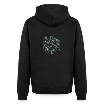 Abstract Armament Mosaic - Unisex Premium Organic Zip Hoodie - black - Back - Nico (187cm)