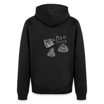Moo Deng, Nilpferd, illustration, hippo - Unisex Premium Bio Zip Hoodie - Schwarz - Hinten - Nico (187cm)