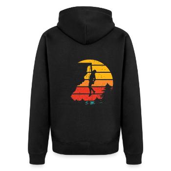 Canyoning Rock Climbing - Unisex Premium Organic Zip Hoodie - black - Back - Nico (187cm)