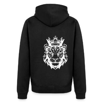 Tiger Crown King - Unisex Premium Organic Zip Hoodie - black - Back - Nico (187cm)