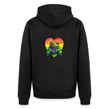 LGBTQIA+ Frosch - Unisex Premium Bio Zip Hoodie - Schwarz - Hinten - Nico (187cm)