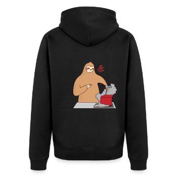 Paresseux cuisinant, s'endormant, ironique, - Veste à capuche bio Premium Unisexe - noir - Dos - Nico (187cm)