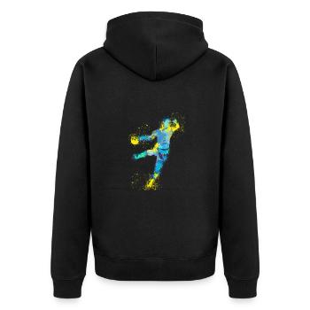 Handball, handballer, Beachhandball,Graffiti, illu - Unisex Premium Bio Zip Hoodie - Schwarz - Hinten - Nico (187cm)