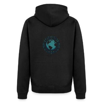 Weltkugel mit Blätterkranz - Unisex Premium Bio Zip Hoodie - Schwarz - Hinten - Nico (187cm)