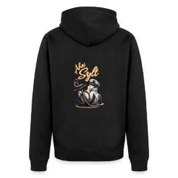 Ahoy Sylt Seagull avec ancre - Veste à capuche bio Premium Unisexe - noir - Dos - Nico (187cm)