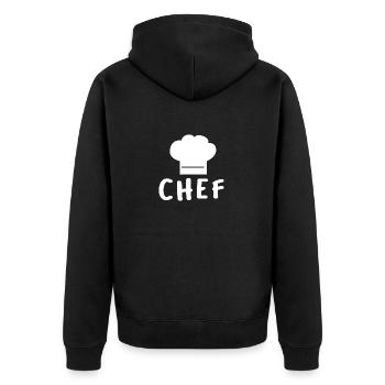 Der Chefkoch/köchin - Unisex Premium Bio Zip Hoodie - Schwarz - Hinten - Nico (187cm)