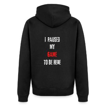 J’ai mis mon jeu en pause pour être ici. Pause de jeu - Veste à capuche bio Premium Unisexe - noir - Dos - Nico (187cm)