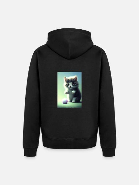 Petit bébé chat mignon - Veste à capuche bio Premium Unisexe - noir