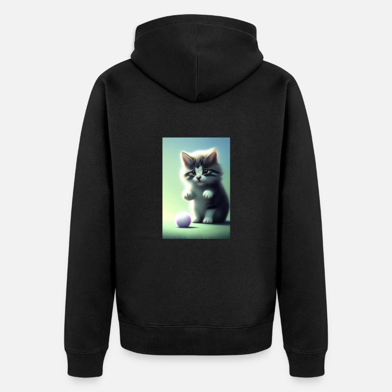 Petit bébé chat mignon - Veste à capuche bio Premium Unisexe - noir