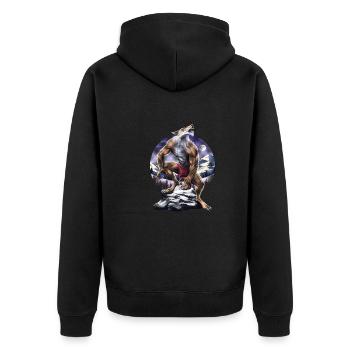 Werwolf Vollmond heult - Unisex Premium Bio Zip Hoodie - Schwarz - Hinten - Nico (187cm)