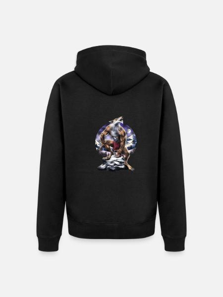 Werwolf Vollmond heult - Unisex Premium Bio Zip Hoodie - Schwarz