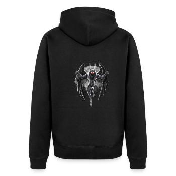 Mottenmann - Unisex Premium Bio Zip Hoodie - Schwarz - Hinten - Nico (187cm)