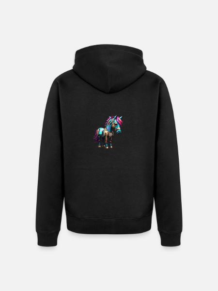 Robot Horse - Unisex Premium Organic Zip Hoodie - black
