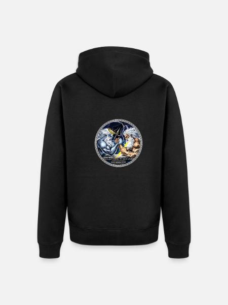 Zeus vs Poseidon Arm Wrestling - Unisex Premium Organic Zip Hoodie - black