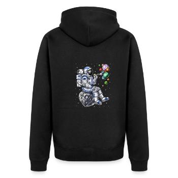 Astronaut Blowing Bubbles - Unisex Premium Organic Zip Hoodie - black - Back - Nico (187cm)
