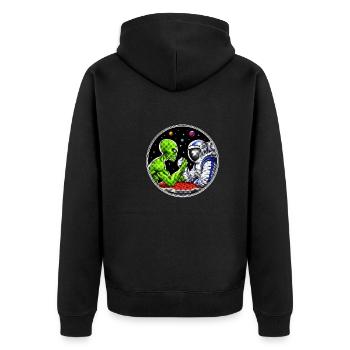 Außerirdischer Astronaut Armdrücken - Unisex Premium Bio Zip Hoodie - Schwarz - Hinten - Nico (187cm)
