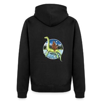 Bigfoot Loch Ness Monster Fishing - Unisex Premium Organic Zip Hoodie - black - Back - Nico (187cm)