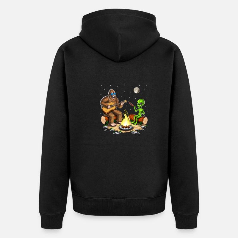 Bigfoot et camping extraterrestre - Veste à capuche bio Premium Unisexe - noir