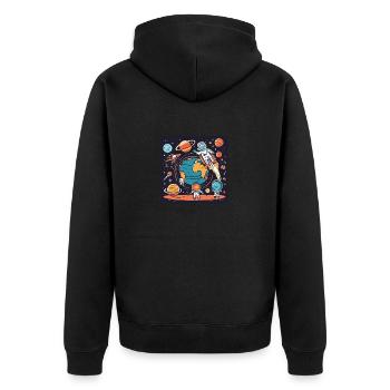 Wir sind die Erde - Unisex Premium Bio Zip Hoodie - Schwarz - Hinten - Nico (187cm)