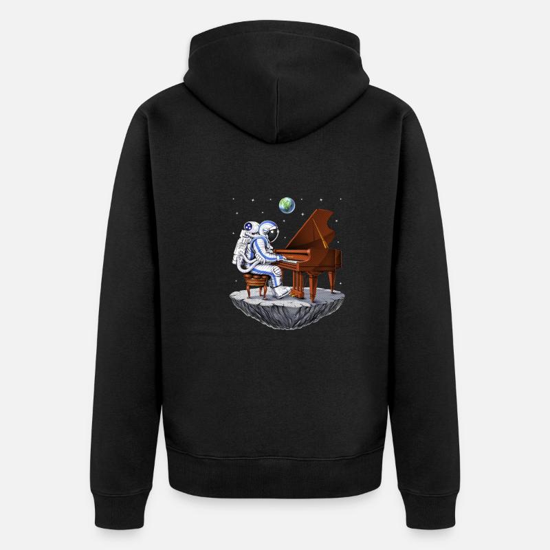 Astronaute de l’espace Pianiste - Veste à capuche bio Premium Unisexe - noir