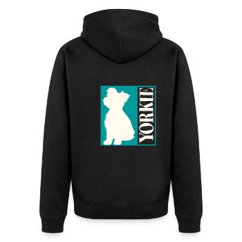 Yorkie Yorkshire Terrier Silhouette - Unisex Premium Bio Zip Hoodie - Schwarz - Hinten - Nico (187cm)