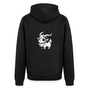 F*cking Evil Goat - Unisex Premium Organic Zip Hoodie - black - Back - Nico (187cm)