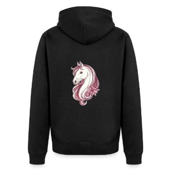 Pferd Pferdemotiv - Unisex Premium Bio Zip Hoodie - Schwarz - Hinten - Nico (187cm)