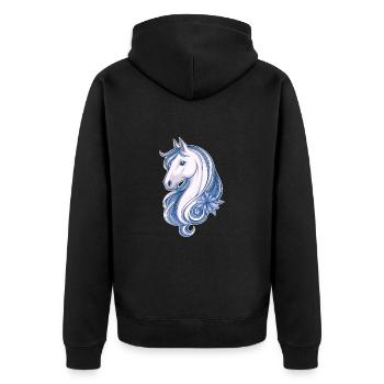 Süßes Pferd - Unisex Premium Bio Zip Hoodie - Schwarz - Hinten - Nico (187cm)