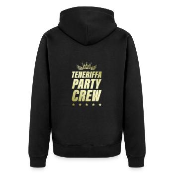 Tenerife Party Crew Gold - Unisex Premium Organic Zip Hoodie - black - Back - Nico (187cm)