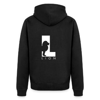Lion Silhouette Löwe - Unisex Premium Bio Zip Hoodie - Schwarz - Hinten - Nico (187cm)