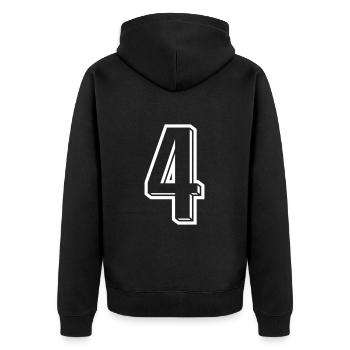 4 Jahre Trikot Nummer 4 - Zahl VIER Rückennummer - Unisex Premium Bio Zip Hoodie - Schwarz - Hinten - Nico (187cm)
