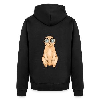 Meerkat - Unisex Premium Organic Zip Hoodie - black - Back - Nico (187cm)
