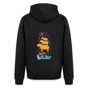 Capybara Birthday - Unisex Premium Organic Zip Hoodie - black - Back - Nico (187cm)