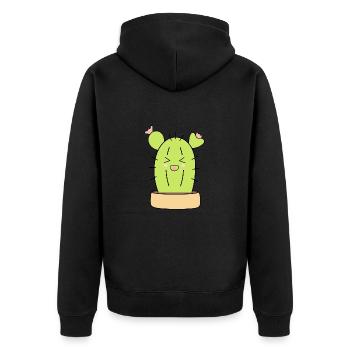 laughing cactus - Unisex Premium Organic Zip Hoodie - black - Back - Nico (187cm)