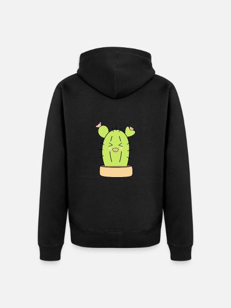 lachender Kaktus - Unisex Premium Bio Zip Hoodie - Schwarz