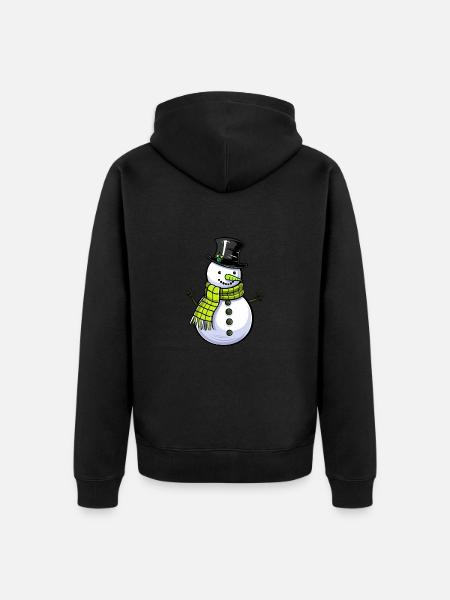 Schneemann Winter Schnee - Unisex Premium Bio Zip Hoodie - Schwarz