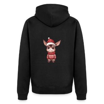 Esel Weihnachten Comic - Unisex Premium Bio Zip Hoodie - Schwarz - Hinten - Nico (187cm)