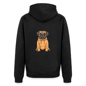 Bullmastiff Hund Lustig - Unisex Premium Bio Zip Hoodie - Schwarz - Hinten - Nico (187cm)