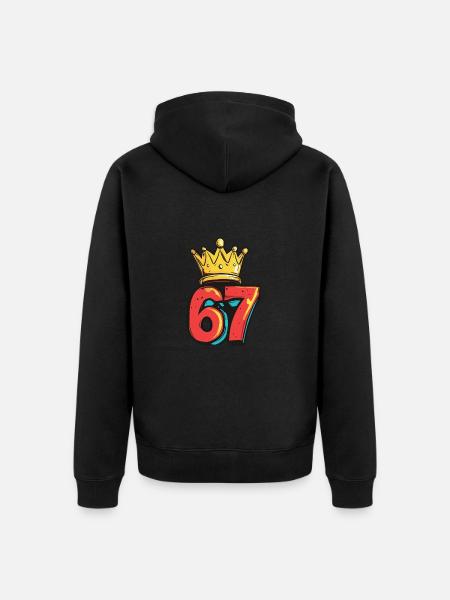 67 Number Krone - Unisex Premium Organic Zip Hoodie - black