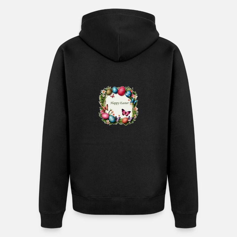 Couronne de Pâques - Joyeuses Pâques - Veste à capuche bio Premium Unisexe - noir