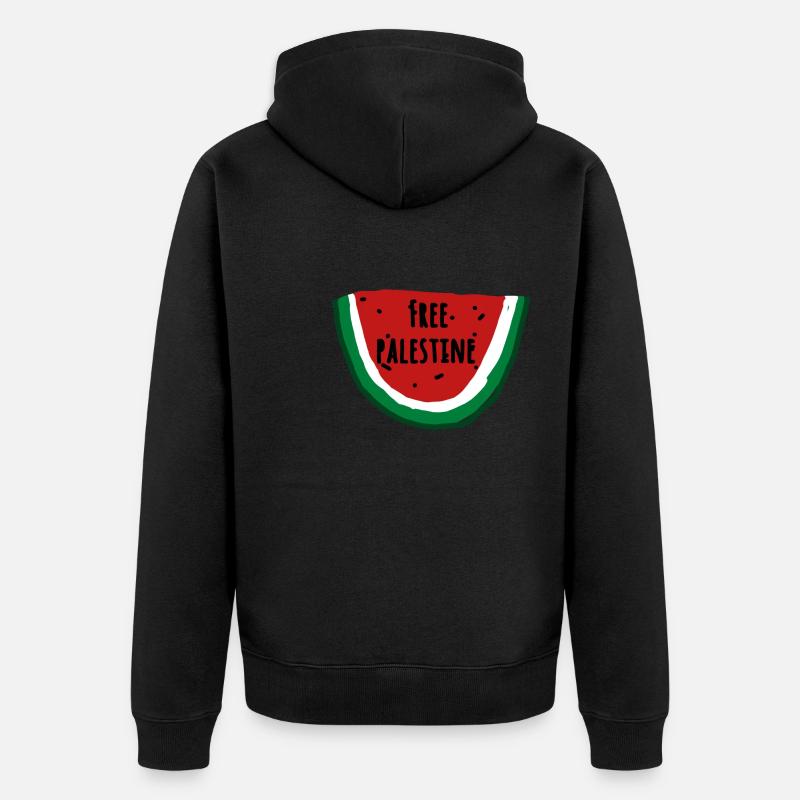 Pastèque, illustration, Palestine libre - Veste à capuche bio Premium Unisexe - noir