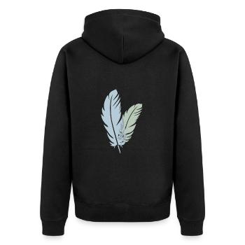 Zwei Federn - Unisex Premium Bio Zip Hoodie - Schwarz - Hinten - Nico (187cm)