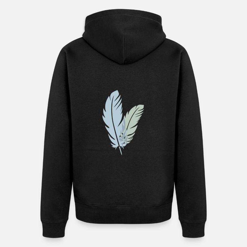 Zwei Federn - Unisex Premium Bio Zip Hoodie - Schwarz