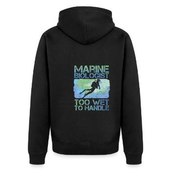 Meeresbiologie - Unisex Premium Bio Zip Hoodie - Schwarz - Hinten - Nico (187cm)
