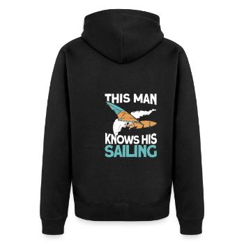 Seglen Segelboot Segler - Unisex Premium Bio Zip Hoodie - Schwarz - Hinten - Nico (187cm)