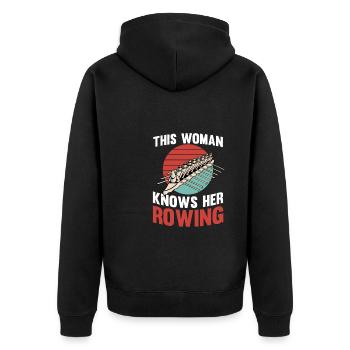 Rudersport Ruderer Ruderboot Rudern - Unisex Premium Bio Zip Hoodie - Schwarz - Hinten - Nico (187cm)