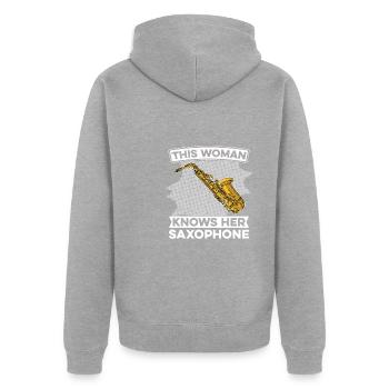 Saxophone Sax Saxophone Saxophone Musicien Jazz - Veste à capuche bio Premium Unisexe - gris chiné - Dos - Nico (187cm)