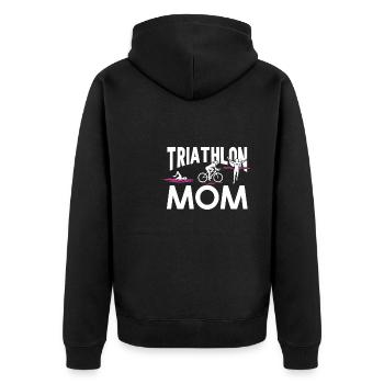 Triathlon - Unisex Premium Bio Zip Hoodie - Schwarz - Hinten - Nico (187cm)